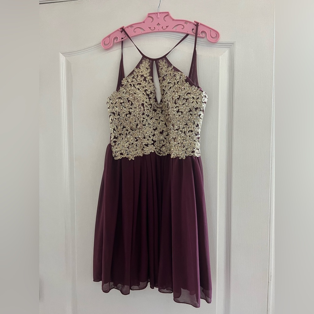 Burgundy/Maroon and Gold Dress Size 3